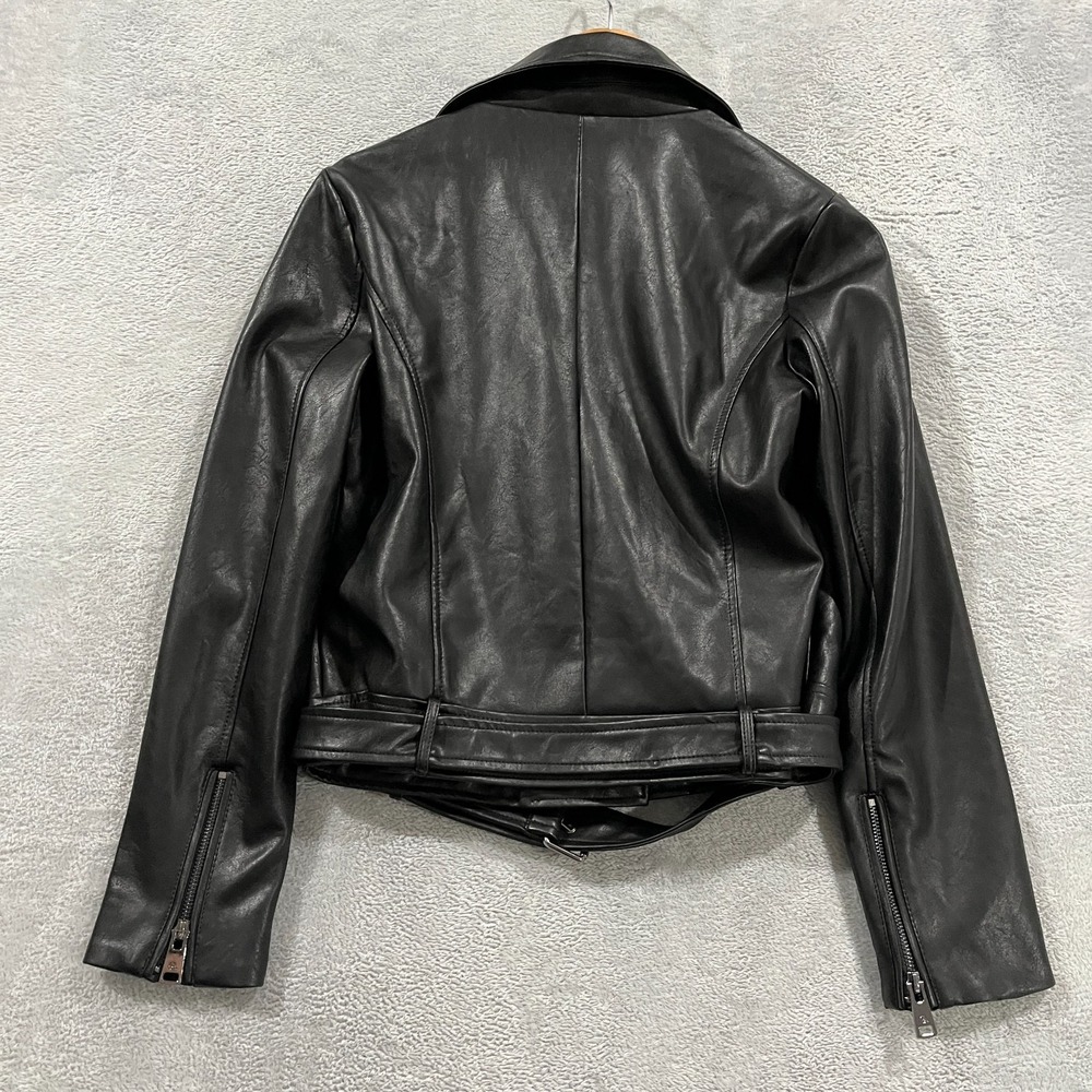 ELODIE Jacket Womens Medium Black Faux Leather Moto‎ Biker Grunge Goth - Picture 2 of 9